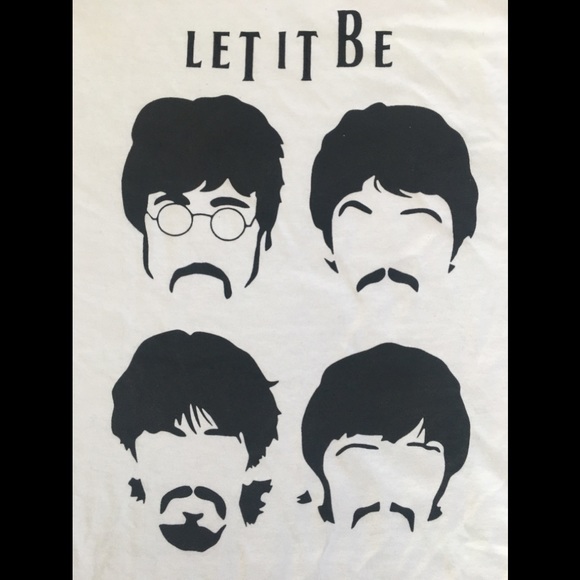 Tops - Rare gildan Beatles let it be white black T-shirt